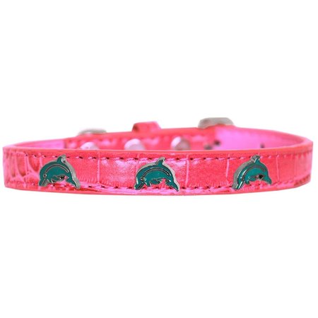 MIRAGE PET PRODUCTS Dolphin Widget Croc Dog CollarBright Pink Size 14 720-20 BPKC14